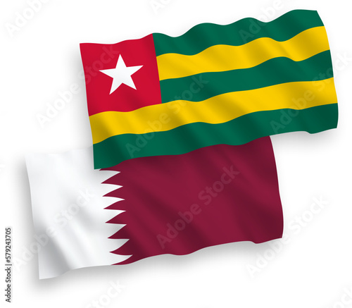 Flags of Togolese Republic and Qatar on a white background