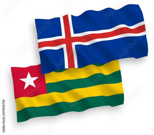 Flags of Togolese Republic and Iceland on a white background