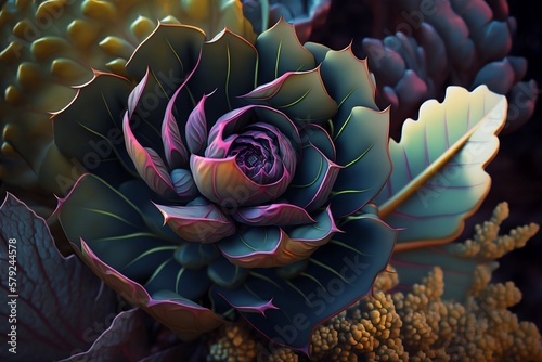 A Cluster of Ornamental Kale: A Kaleidoscope of Colors