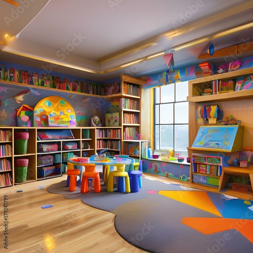 A playroom for the kids with toys and games1, Generative AI