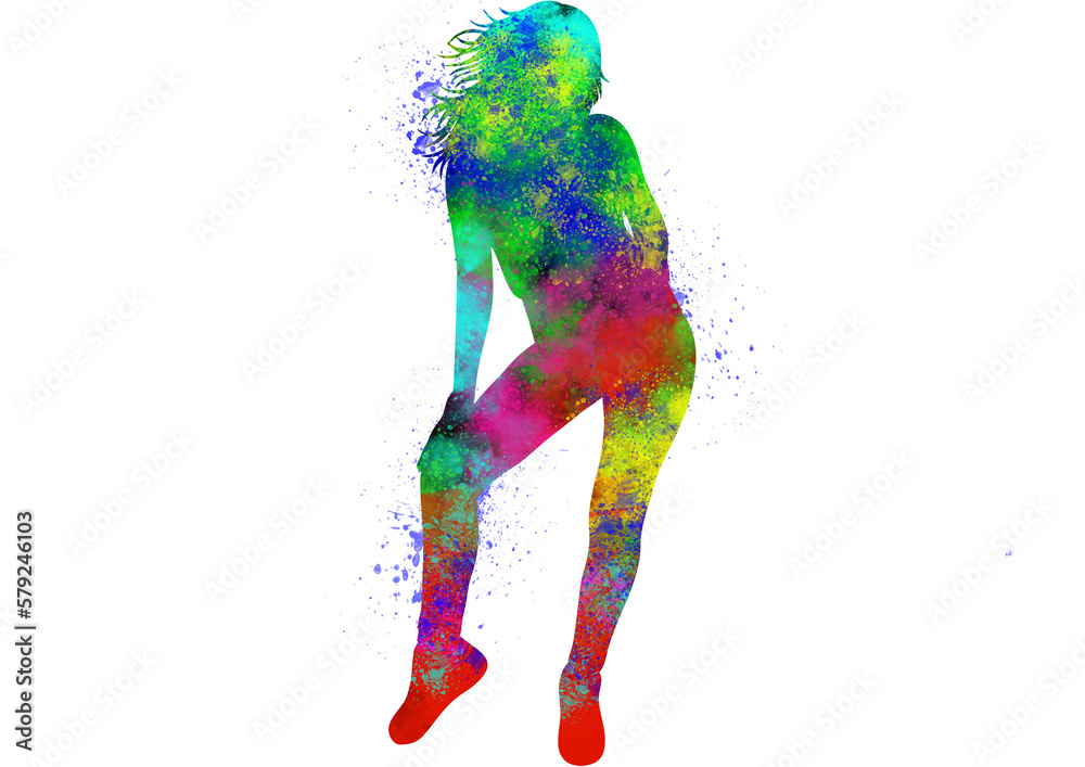 Obraz premium Watercolor Dancer drawing, silhouette of a dancing person, Watercolor dancing, Hiphop, Classical
