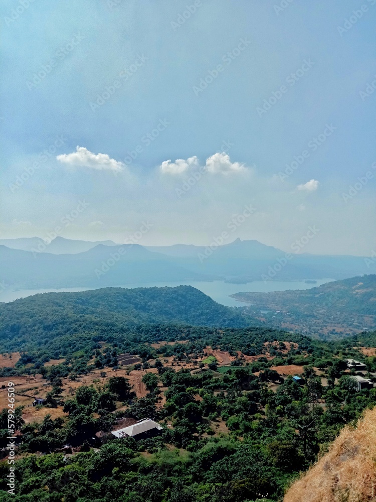 Beautiful Nature, village  and River At Lohagad Ford – The Iron Fortress of the Deccan