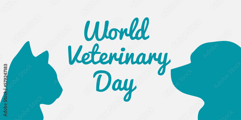 World Veterinary Day vector. Dog, cat and man silhouette vector. Pets from side silhouette icon isolated on a white background. Domestic animals together vector. Important day