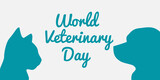 World Veterinary Day vector. Dog, cat and man silhouette vector. Pets from side silhouette icon isolated on a white background. Domestic animals together vector. Important day