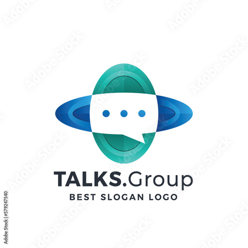 Abstract Chat Gradient Logo Vector Icon Illustration