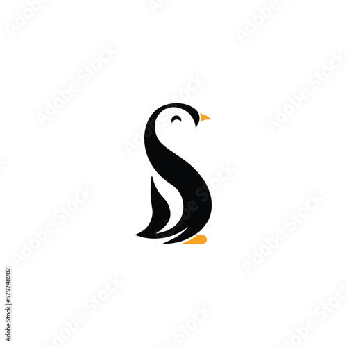 Letter S with penguin logo for web, icon ,vector, business, design, logo, brand, label, character, illustration, symbol, background, logo penguin, letter s, sticker, abstract logo, logo animal