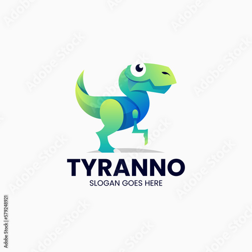 Vector Logo Illustration Tyrannosaurus Gradient Colorful Style