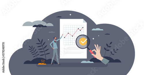 Case study insights with analysis and statistic report tiny person concept, transparent background. Control your feedback with background context and root cause.