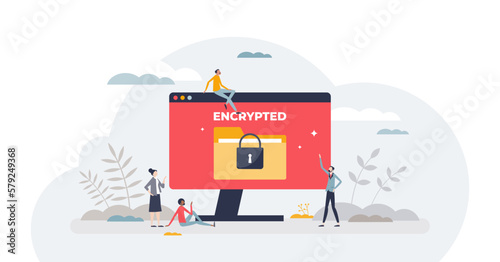 Ransomware hacker attack to encrypted personal files tiny person concept, transparent background. Computer infection risk with device privacy threat to extort cryptoviral money illustration.