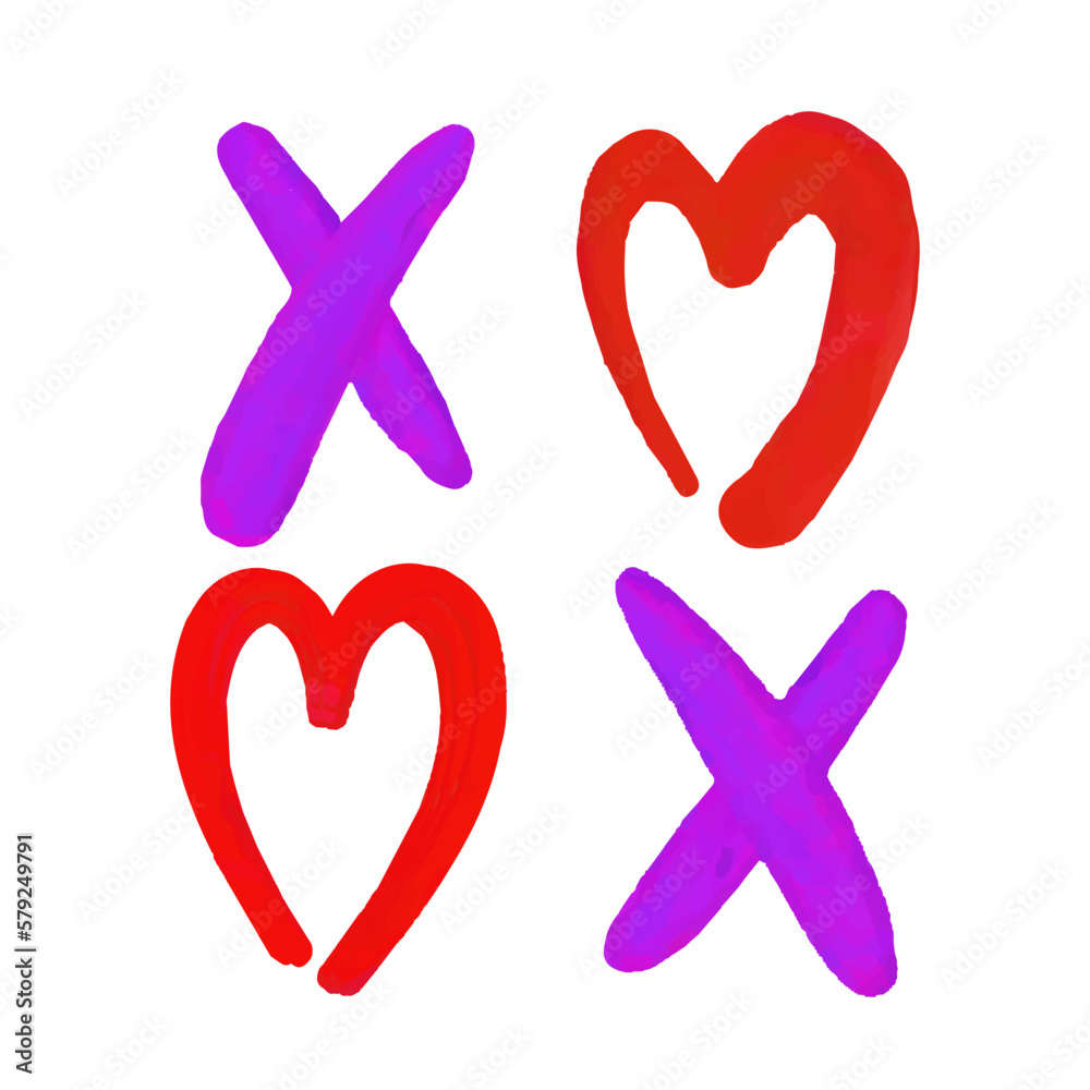 Xoxo watercolor Romantic phrase with sketch heart. Ink lettering design, grunge brush calligraphy. Xoxo watercolor Romantic phrase with sketch heart. Ink lettering design, grunge brush calligraphy.