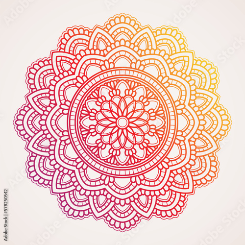 Canvas Print beautiful and warm gradation color mandala with shades of red