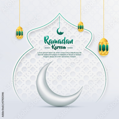 Vector islamic greeting ramadan kareem card design template and social media post card design