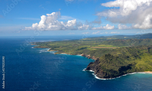 Aerial view coastline of Kauai