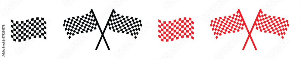 racing flag icon set. start and finish flag icon sign symbol, vector illustration
