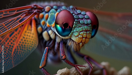 A dragonfly in vibrant tropical colors using generative AI tool