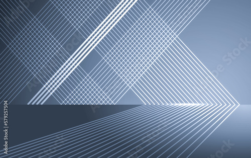 abstract modern architecture background, 3d illustration, horizontal, The silver lines construct the spatial background of extending the sense of space science and technology
