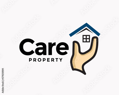 hand take care home assistant secure manage logo symbol design template illustration inspiration