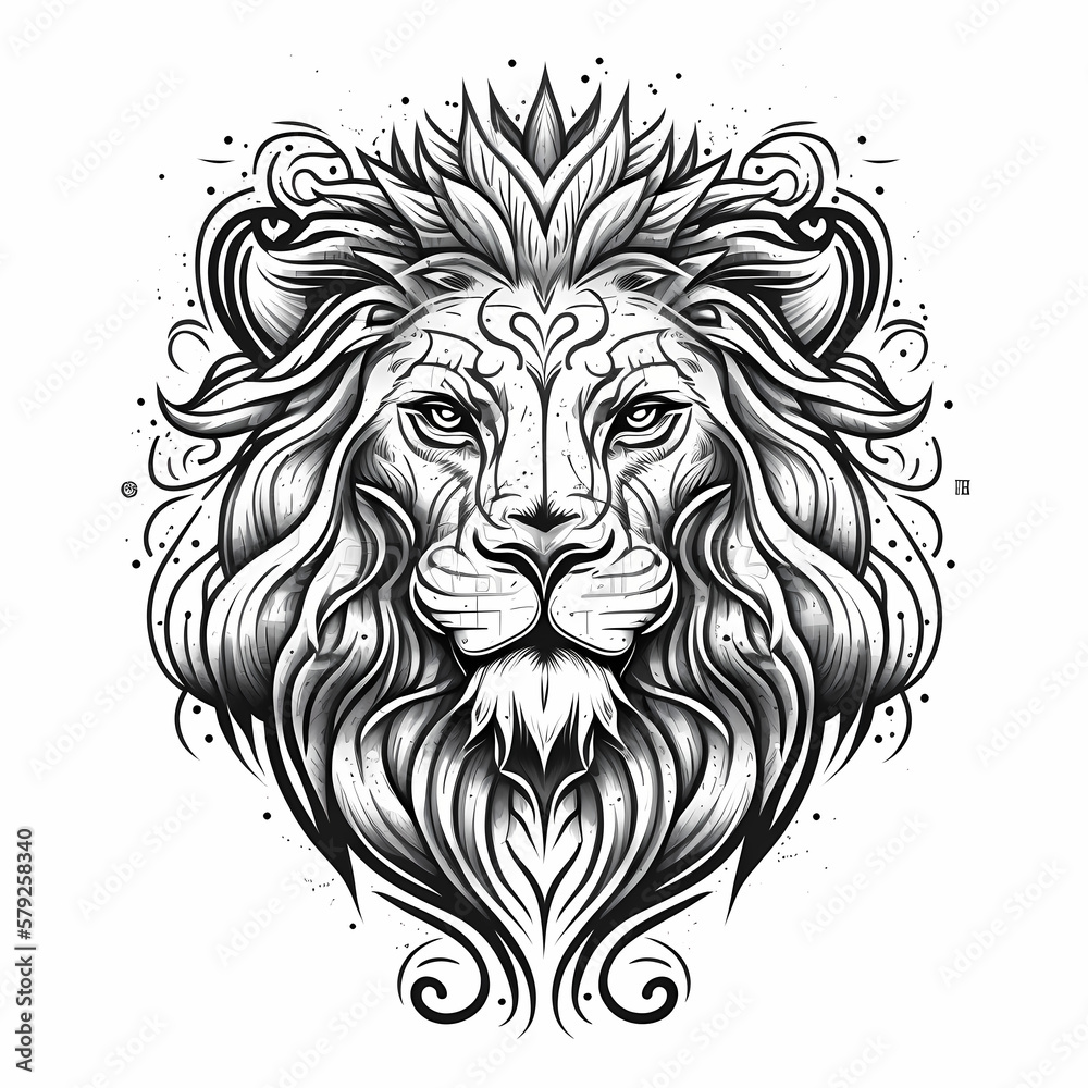 Obraz premium Black and white lion head