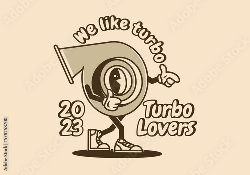 Mascot character design of a car turbo
