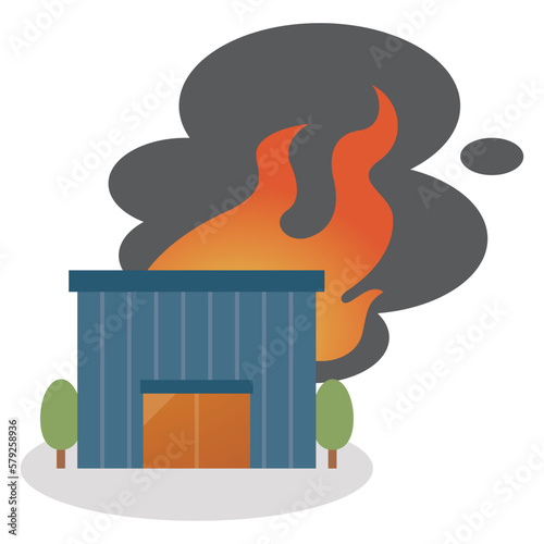 炎上する工務店のイラスト