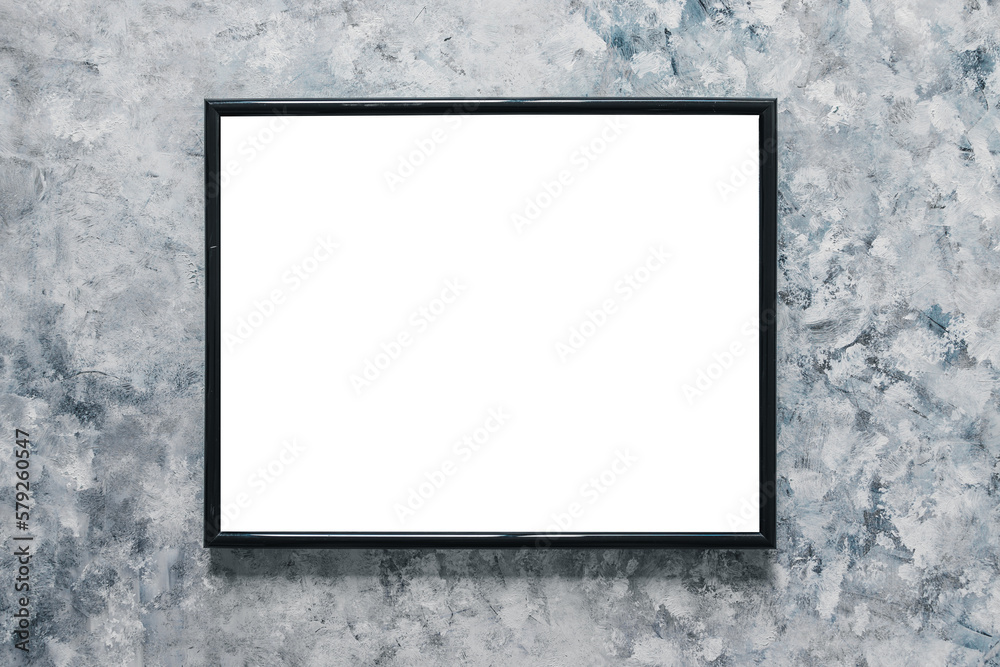 black rectangular picture frame mock-up with copy space for yout text or image on top of grey blue background black rectangular picture frame mock-up with copy space for yout text or image on top of grey blue background
