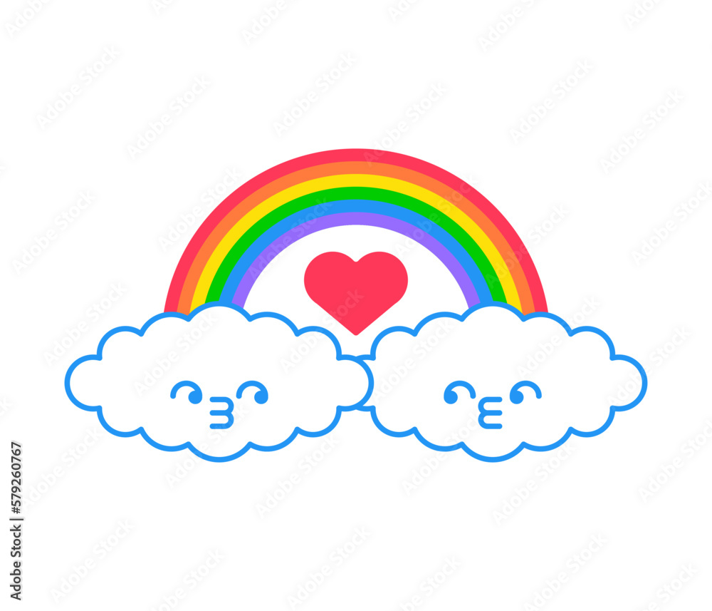 Clouds couple love. Cloud is in love. Vector illustration Clouds couple love. Cloud is in love. Vector illustration