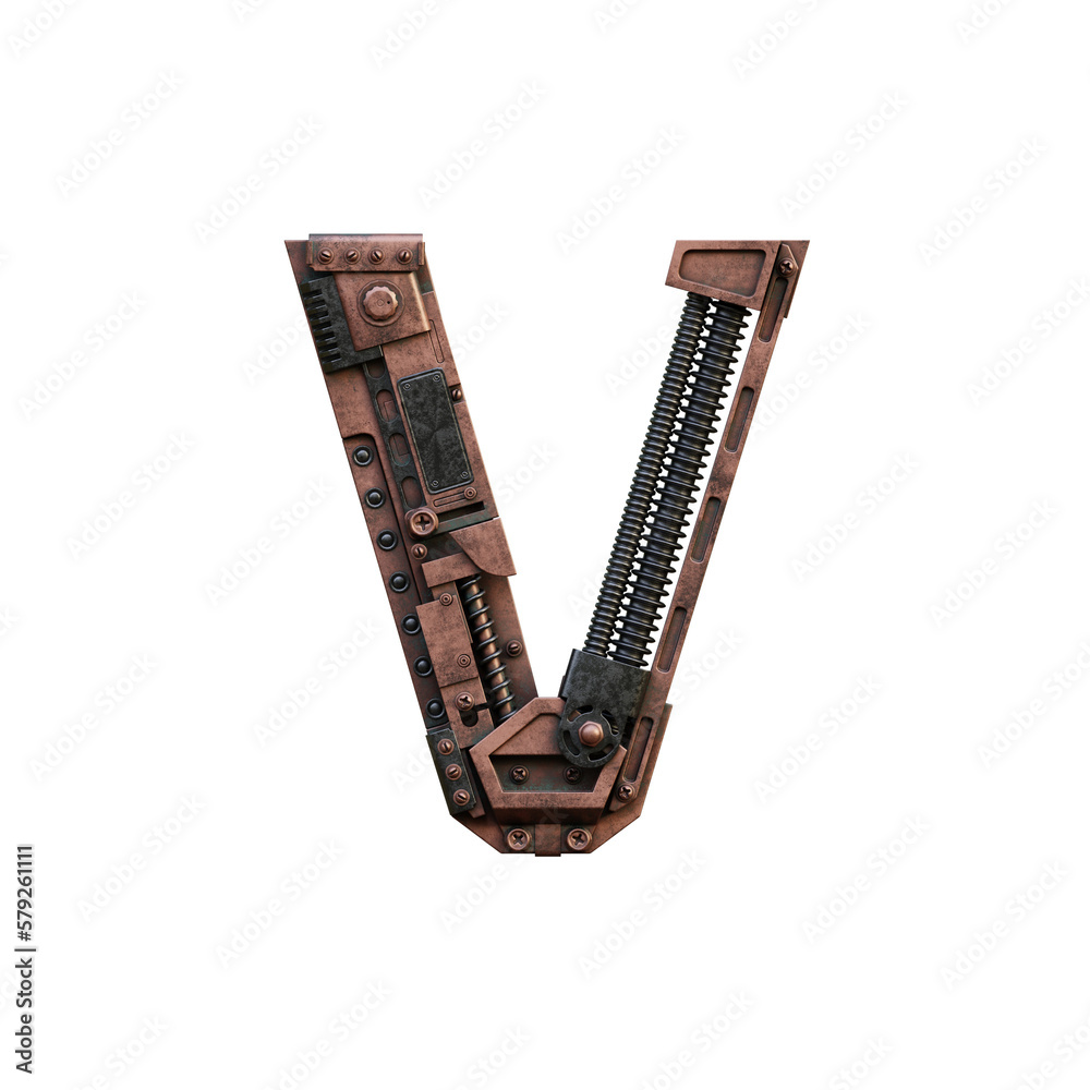 Obraz premium Steampunk 3D Alphabet - View 1 (Front View)