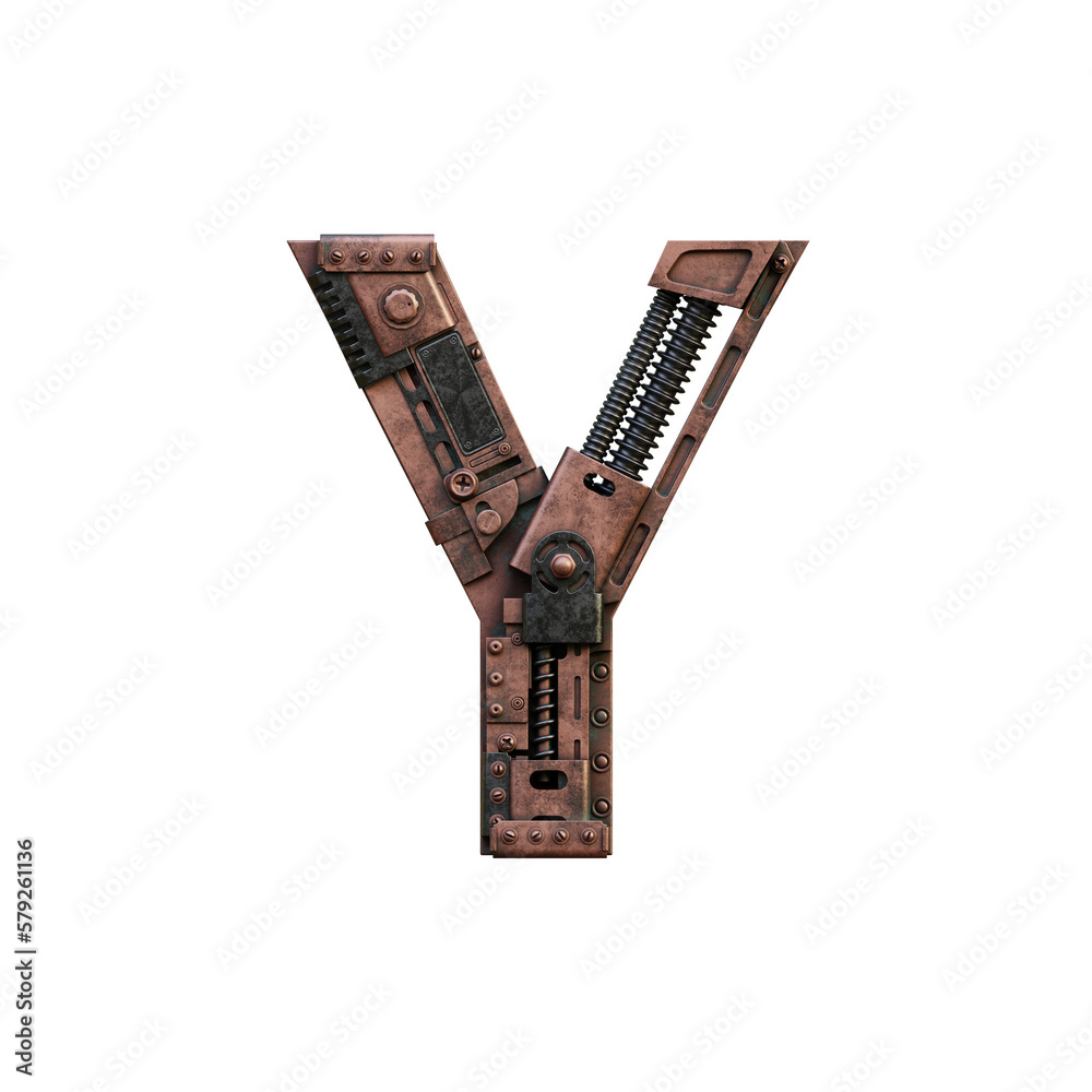 Steampunk 3D Alphabet - View 1 (Front View) Steampunk 3D Alphabet - View 1 (Front View)
