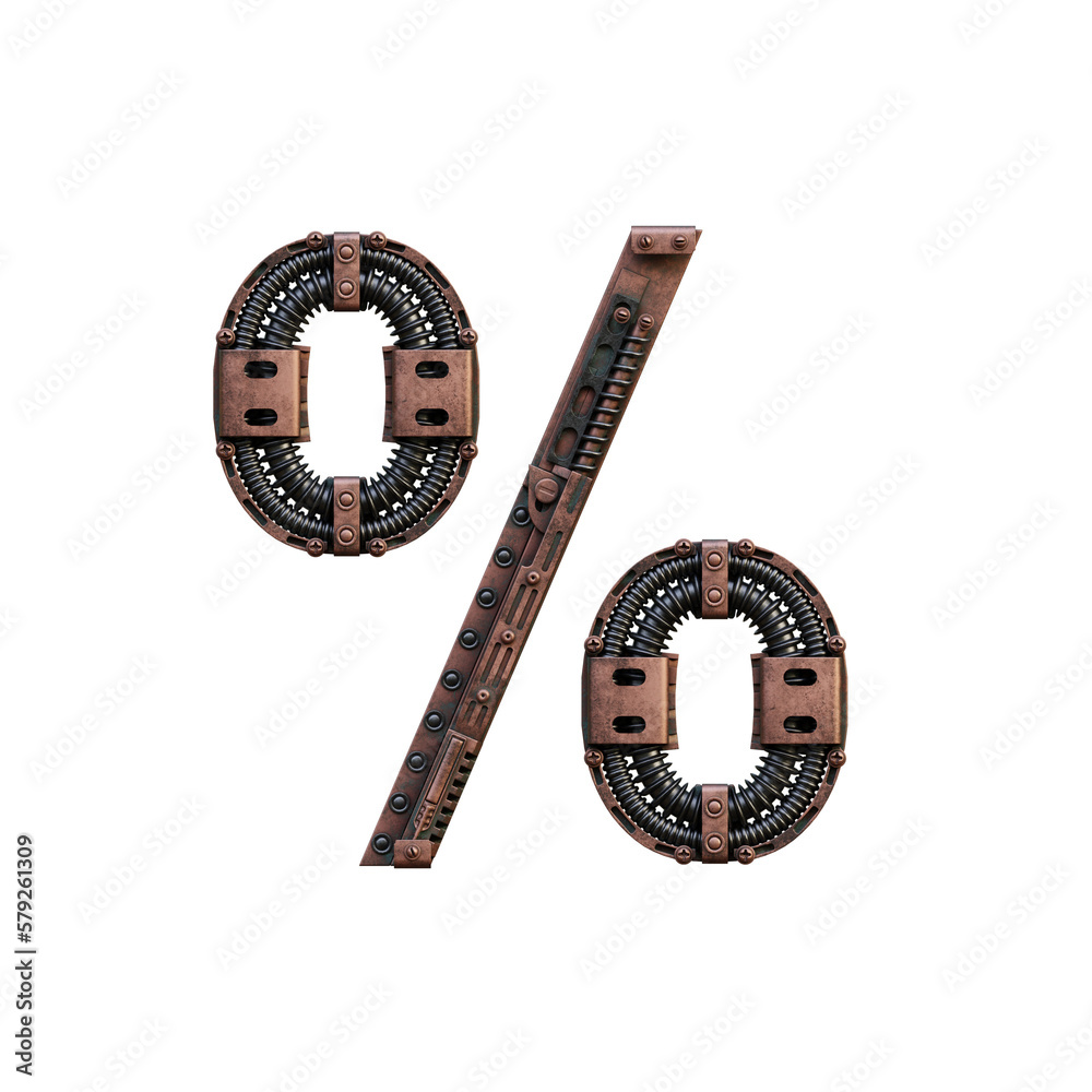 Obraz premium Steampunk 3D Alphabet - View 1 (Front View)