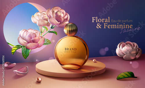 3D jasmine perfume ad poster