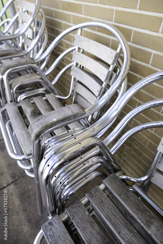 Metallic terrace chairs