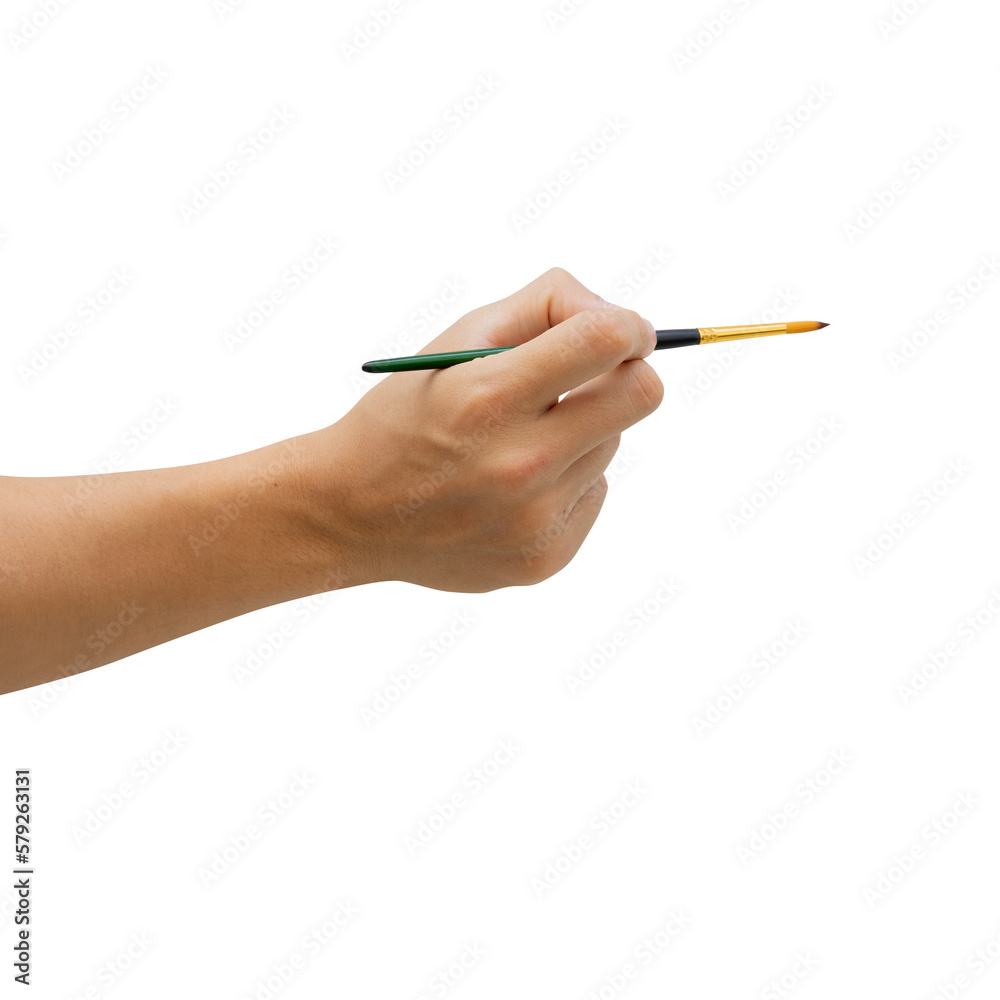 close up artist man hand use paintbrush to drawing or painting on work isolated on transparent background for png design concept close up artist man hand use paintbrush to drawing or painting on work isolated on transparent background for png design concept