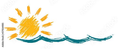 Sun and Blue Wave Symbol.