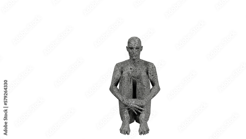 Man sculpture png, 3d render