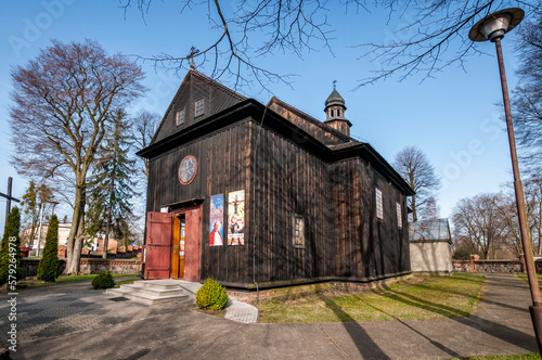 Church of St. Wojciech built in the second half of the XVII century. Niesulkow, Lodz Voivodeship, Poland.