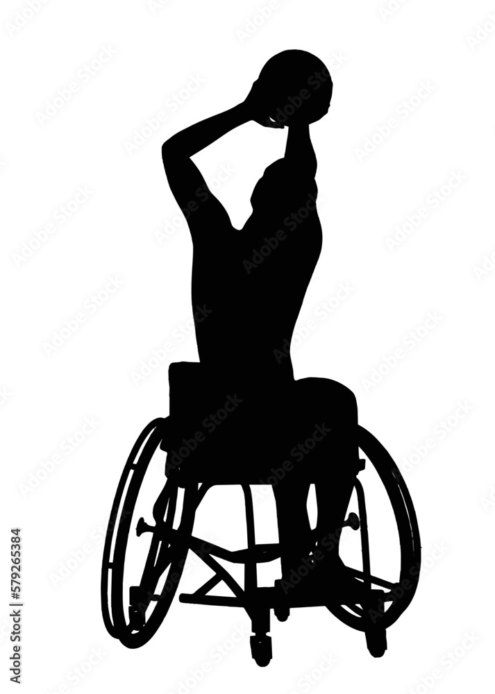 車椅子バスケットボール シルエット 男性 Stock