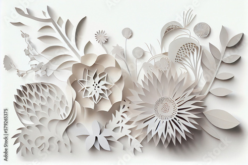 flowers in Paper art. Generative ai
