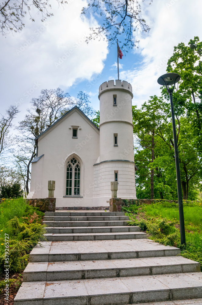 Neo-gothic pavilion in the palace park in Turzno, Kuyavian-Pomeranian Voivodeship, Poland	
