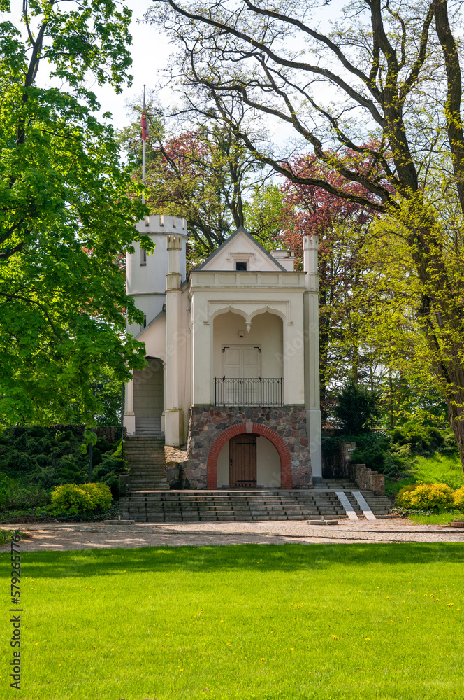 Neo-gothic pavilion in the palace park in Turzno, Kuyavian-Pomeranian Voivodeship, Poland	
