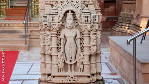Osian, Rajasthan, India 2nd March 2023:The Mahavira Jain Temple in Osian or Osiyan, Rajasthan is dedicated to the 24th Jain Tirthankara Lord Mahavira. Major pilgrimage site for Oswal Jains. photo