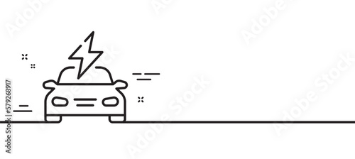 Car charging line icon. EV vehicle charge sign. Electric power symbol. Minimal line illustration background. Car charging line icon pattern banner. White web template concept. Vector