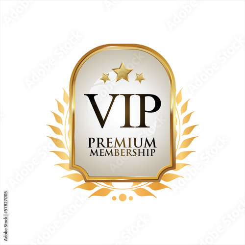 Golden badge VIP golden member retro design