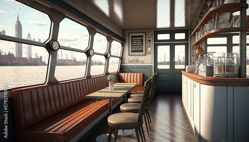 Ferry Boat with Modern Interior Design featuring Bar and Cafe