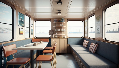 Ferry Boat with Modern Interior Design featuring Bar and Cafe © Interactify