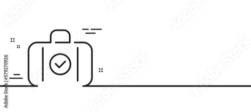 Carry-on baggage line icon. Travel handbag sign. Allowed luggage bag symbol. Minimal line illustration background. Carry-on baggage line icon pattern banner. White web template concept. Vector