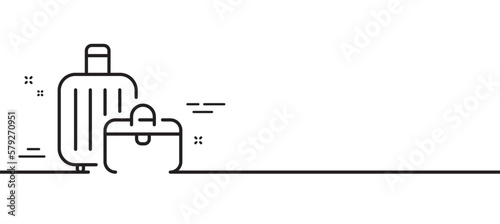Baggage line icon. Travel luggage sign. Journey bag claim symbol. Minimal line illustration background. Baggage line icon pattern banner. White web template concept. Vector