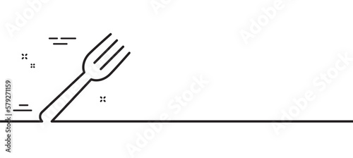 Fork line icon. Kitchen cutlery sign. Kitchenware utensils symbol. Minimal line illustration background. Fork line icon pattern banner. White web template concept. Vector