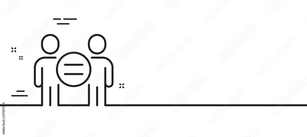 Ethics line icon. Gender equality sign. Equal balance symbol. Minimal line illustration background. Ethics line icon pattern banner. White web template concept. Vector