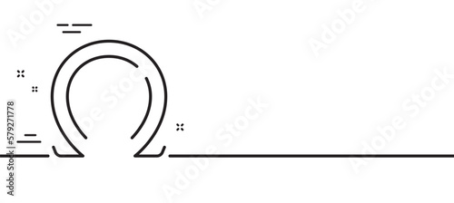 Omega line icon. Last Greek letter sign. Ohm electrical resistance symbol. Minimal line illustration background. Omega line icon pattern banner. White web template concept. Vector