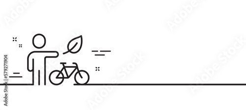 Eco bike line icon. City bicycle transport sign. Outdoor transportation symbol. Minimal line illustration background. Eco bike line icon pattern banner. White web template concept. Vector